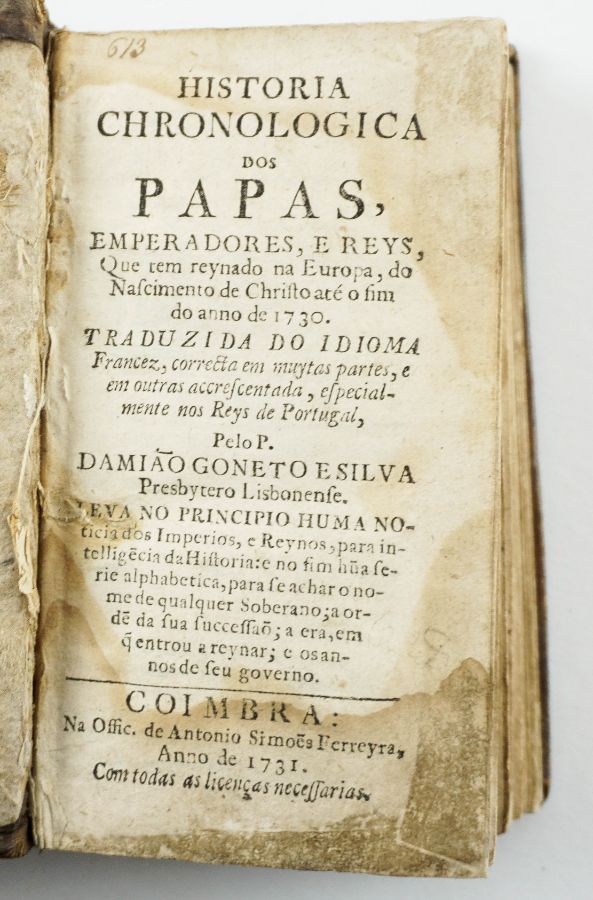 História Chronologica dos Papas (1731)