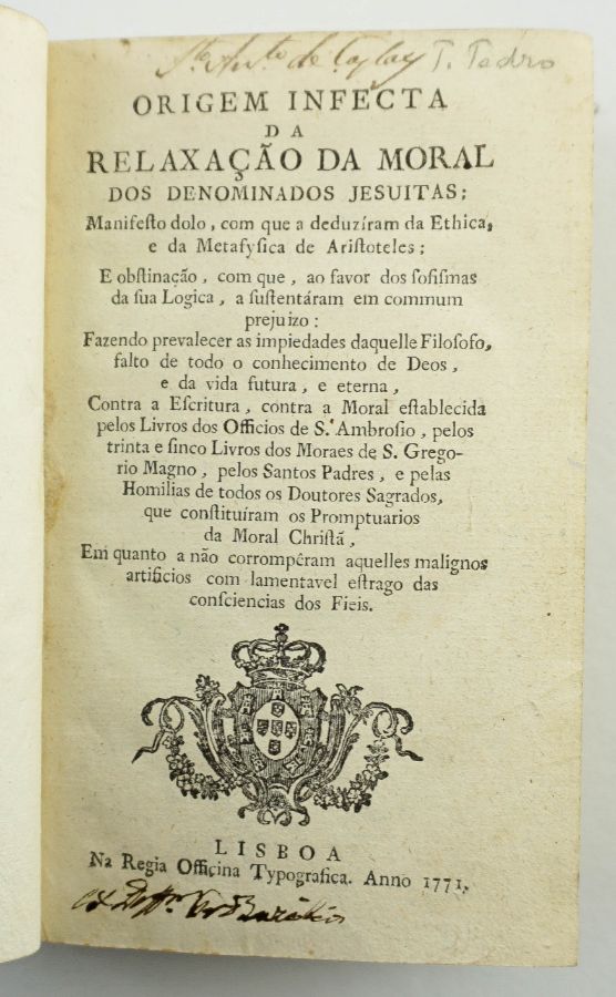Origem Infecta da Relaxação da Moral dos Denominados Jesuitas (1771)