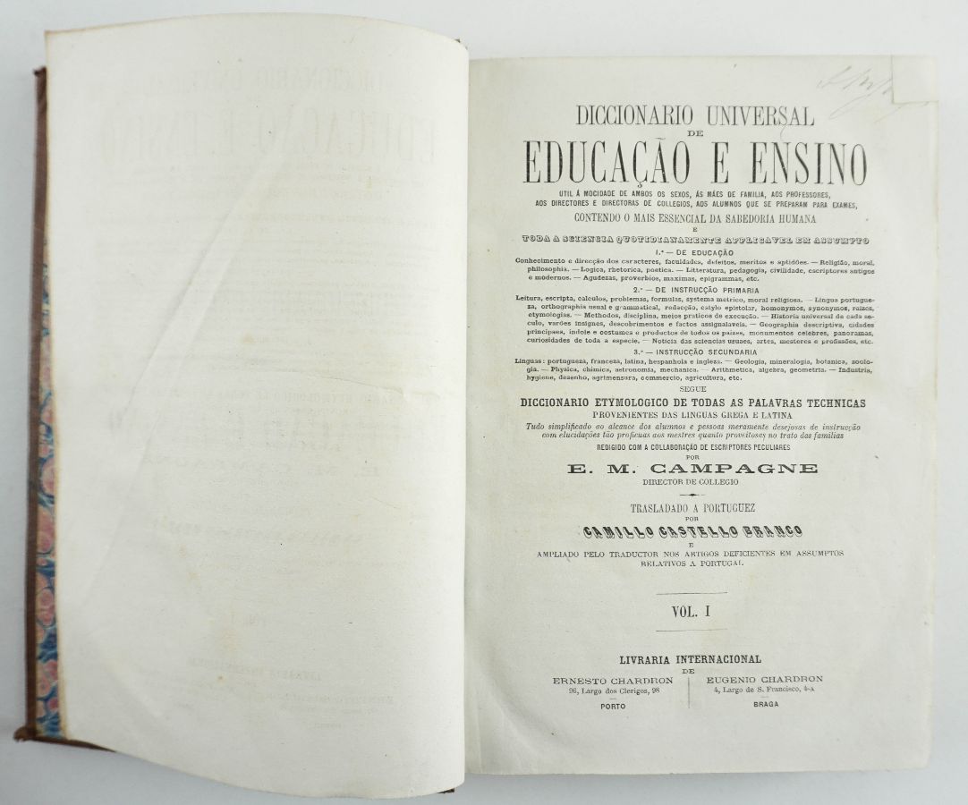 Diccionário Universal de Educação e Ensino – Camillo Castelo Branco