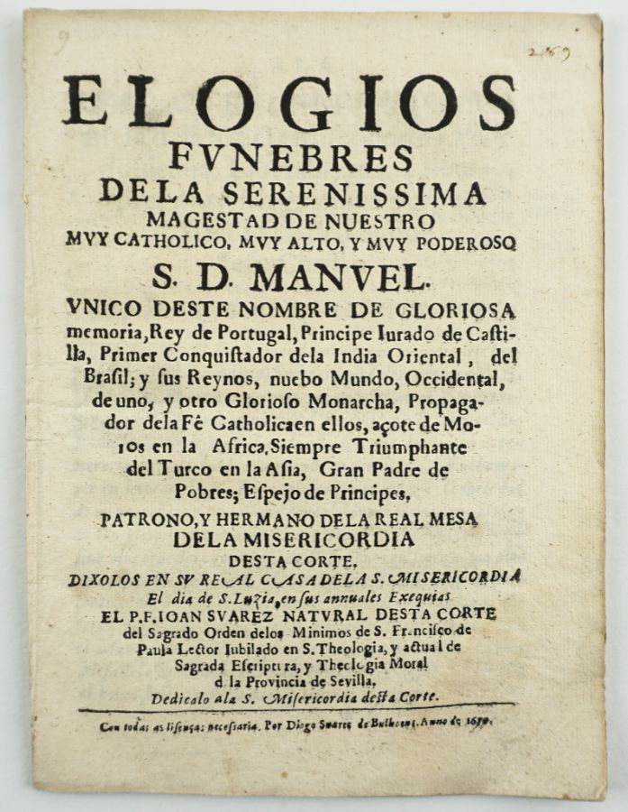 Rara obra sobre D. Manuel I - 1670