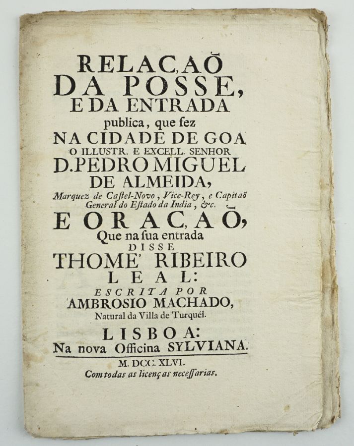 Relação da posse e entrada em Goa - 1746