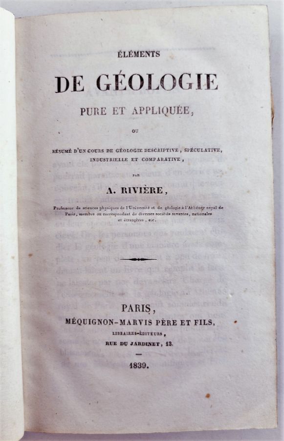 Elements de Geologie Pure et Appliqueé (1839)