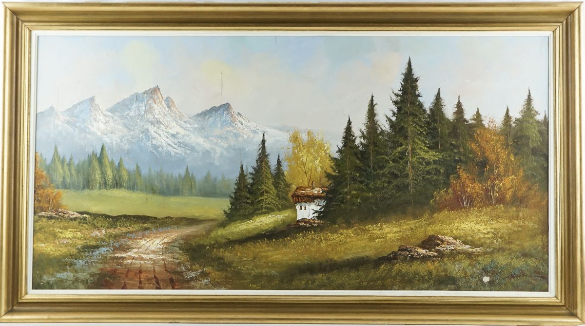 Paisagem de floresta e montanha