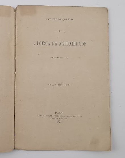 RARO LIVRO DE ANTERO DE QUENTAL