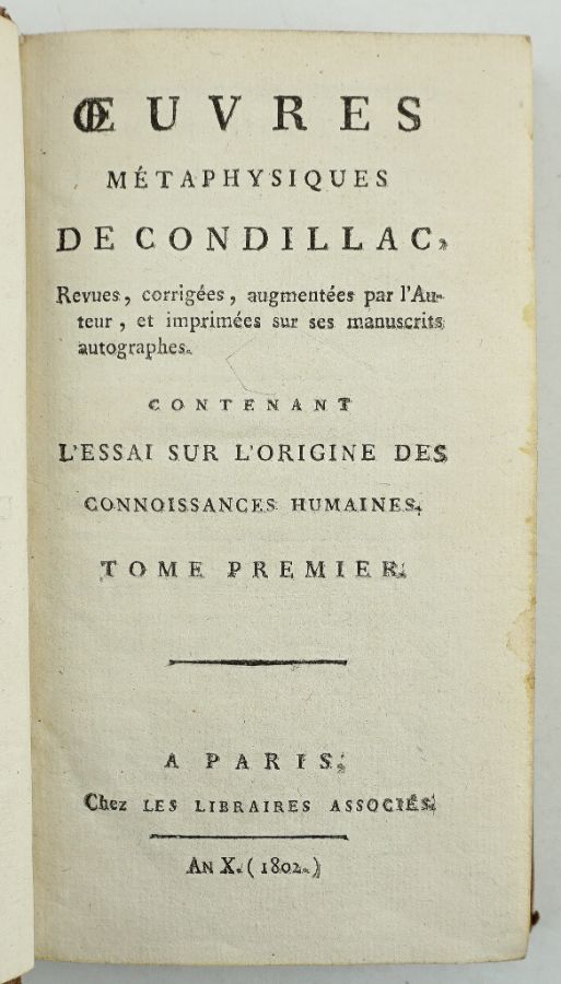 Ouvres Métaphysiques de Condillac, Tomo I, II, III e IV