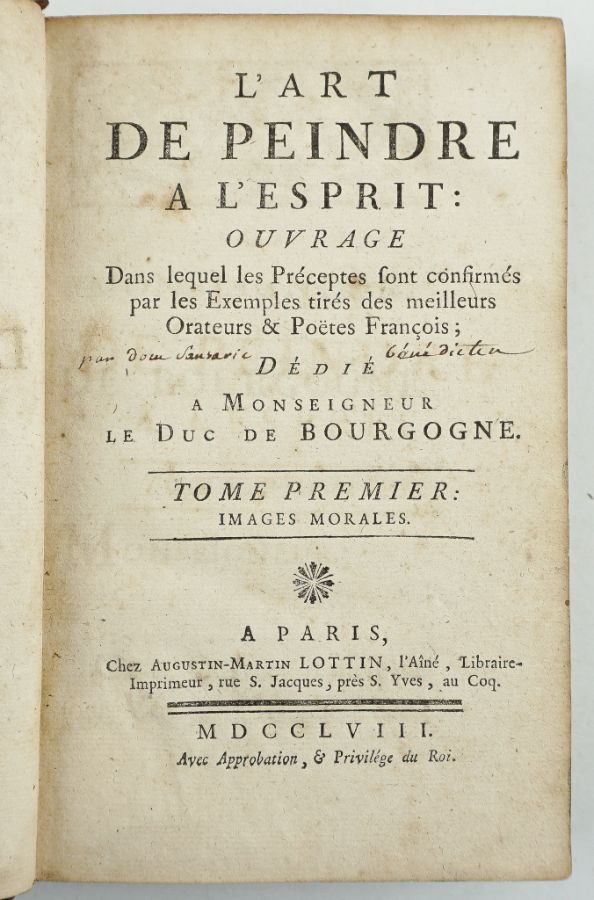 L’Art de Peindre a L’Esprit, Tomo I, II, III, Dédié a Monseigneur Le Duc de Bourgogne