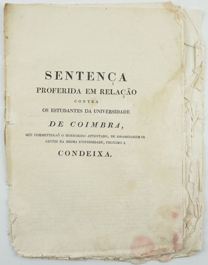 Sentença Proferida em relação contra os Estudantes da Universidade de Coimbra