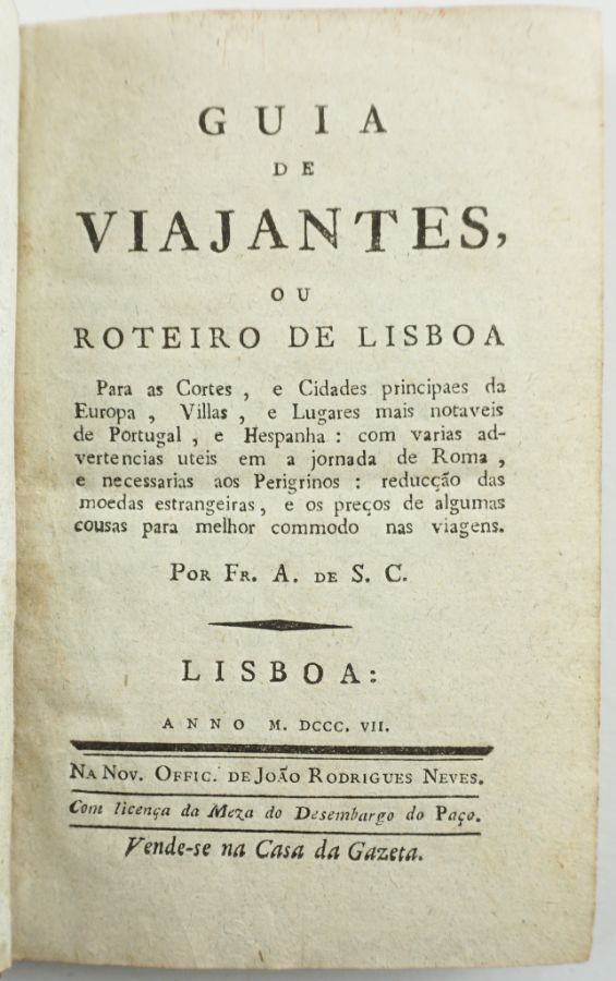 Guia de Viajantes ou Roteiro de Lisboa (1807)