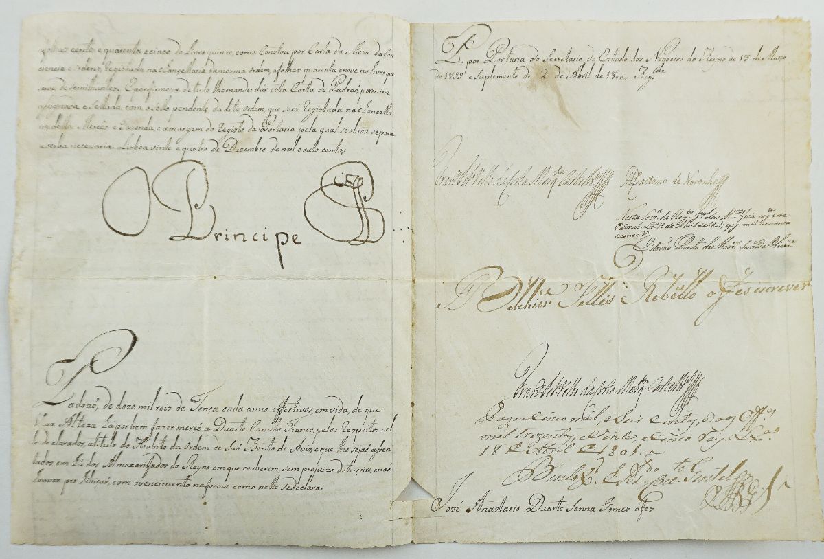 Manuscrito em pergaminho Rei Dom João Infante de Portugal - 1800