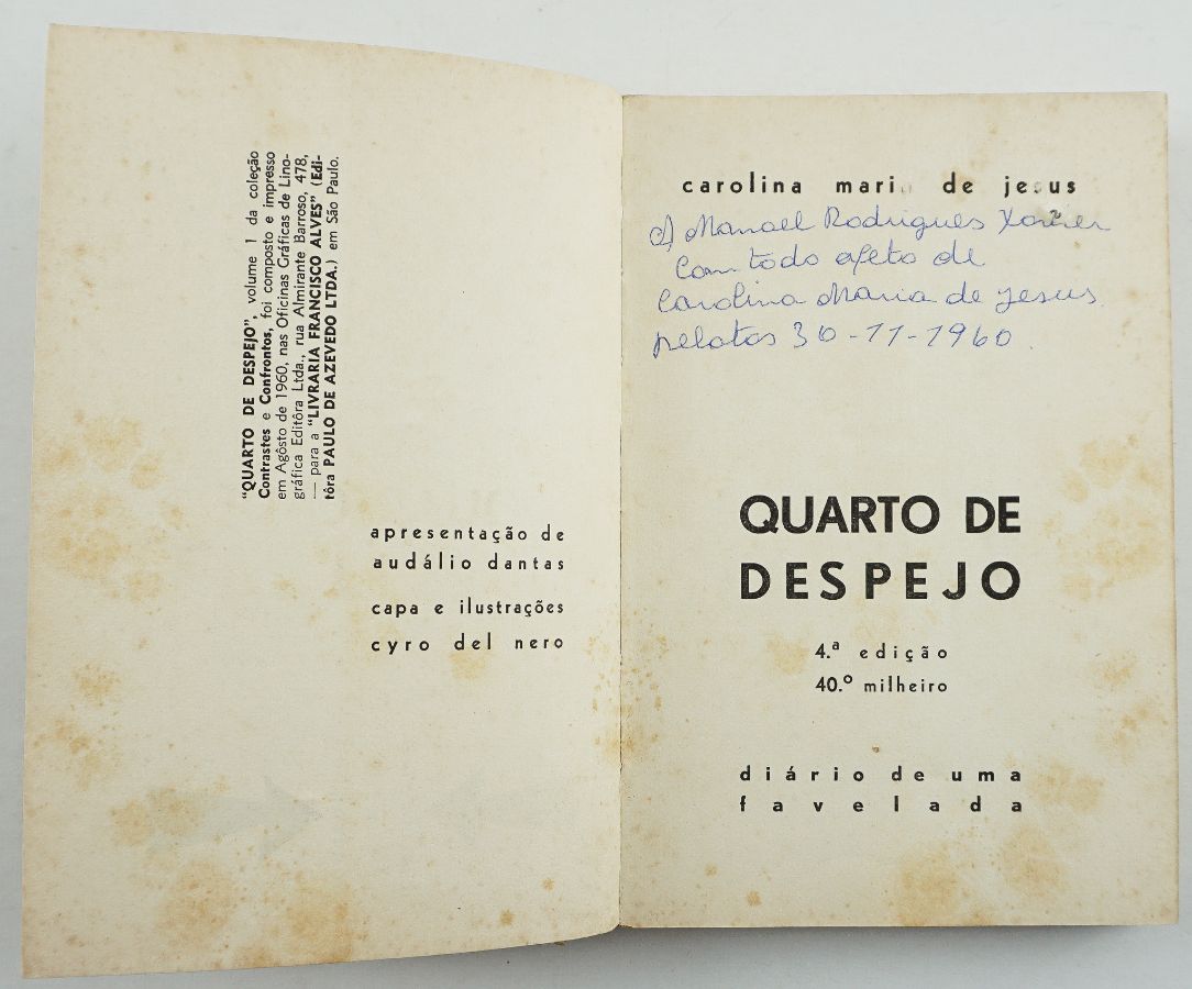 Quarto de Despejo: Diário de uma Favelada com dedicatória