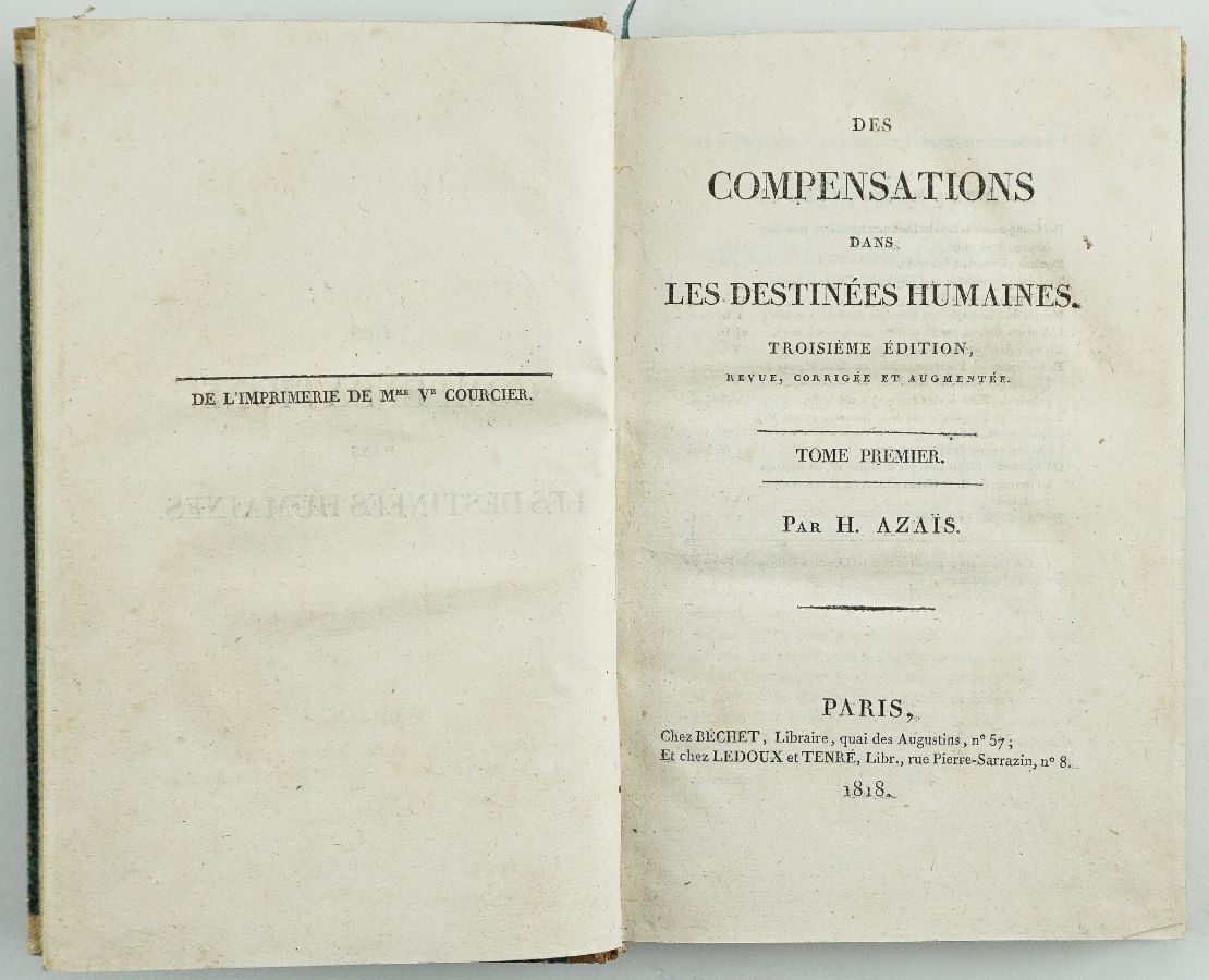 Des Compensations dans Les Destinées Humaines par H. Azais