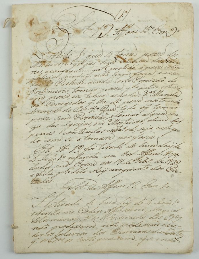 Manuscrito s/ papel, 11 bifólios, cosidos