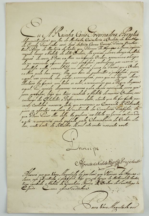 Manuscrito s/ papel, 1 bifólio