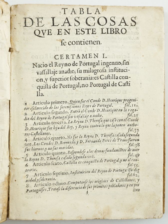 Tabla de Las Cosas que en este libro se contienen