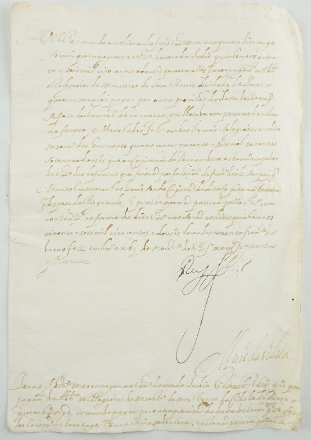 Manuscrito sobre papel, um bifólio, Carta Régia assinada (D. Filipe III)