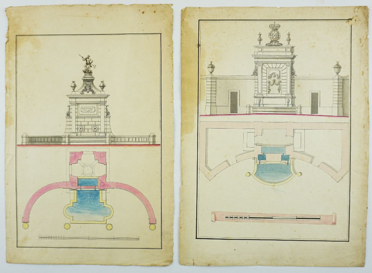 Projecto original sec XVIII para Chafariz /Fonte em Lisboa