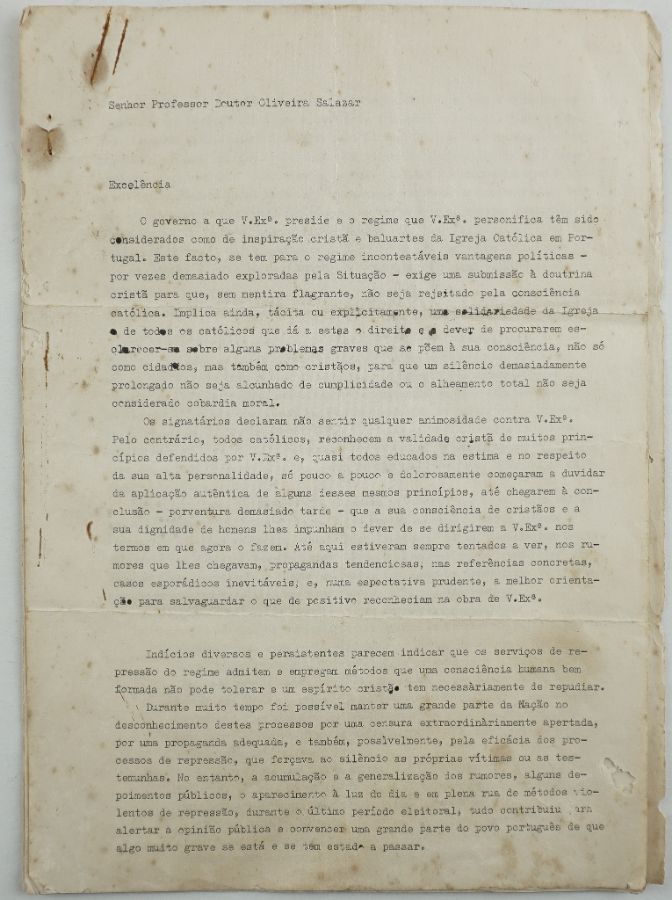 Manifesto Cultural Católico contra o Regime do Estado Novo 1959