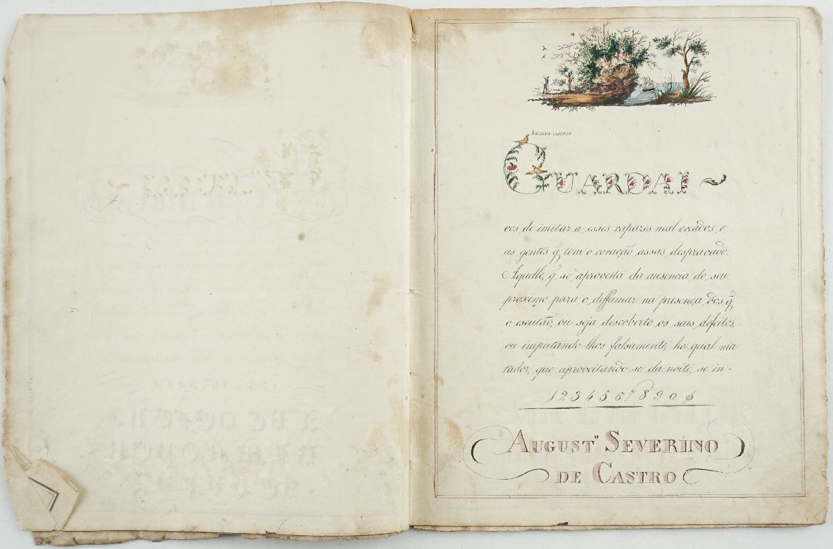 Livro Português Manuscrito e Aguarelado 1836