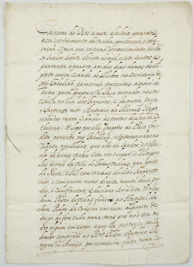 Manuscrito s/ papel, 2 bifólios cosidos, assinado