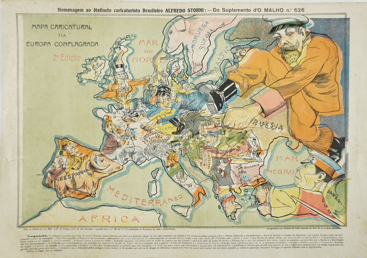 Interessante Mapa Caricatural da Europa Conflagrada