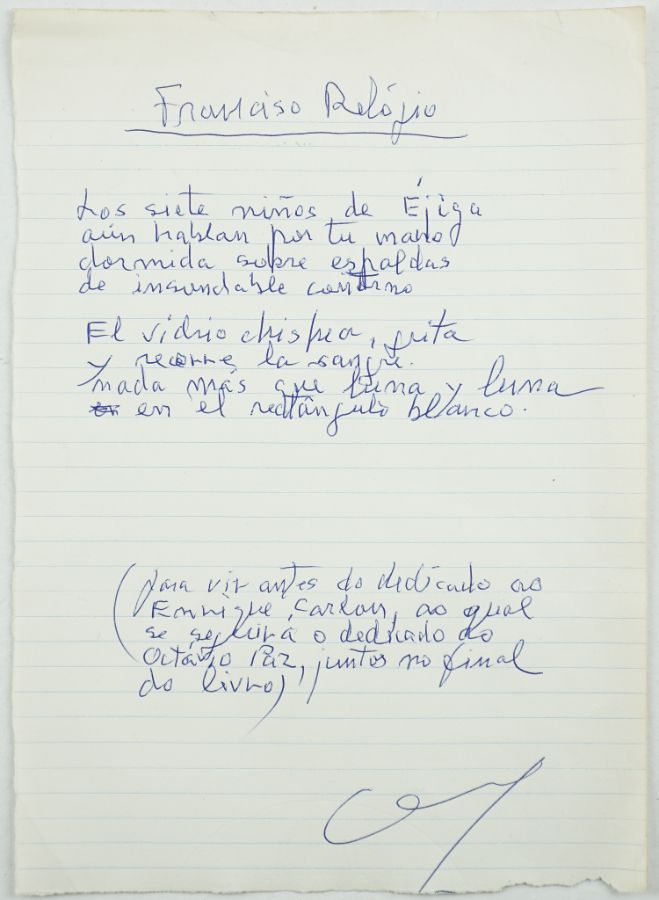 Mário Cesariny – manuscrito inédito