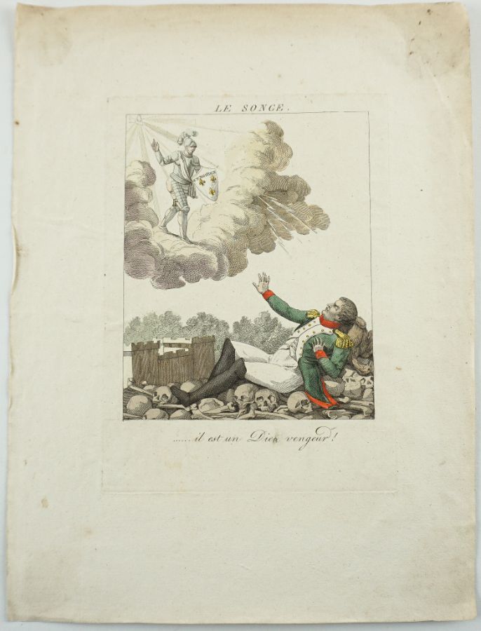 Valiosa gravura original sobre Napoleão (1814)