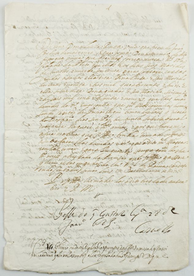 Manuscrito s/ papel, um bifólio assinado